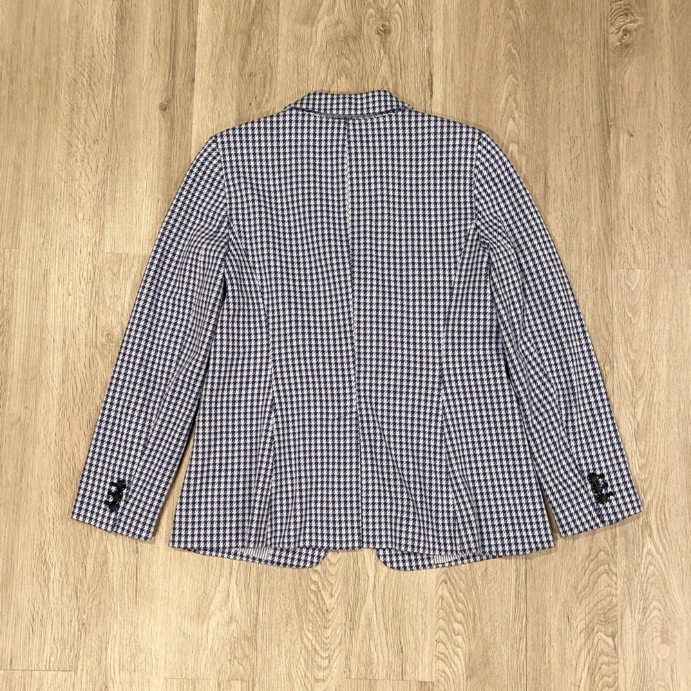 Talbots Blue Houndstooth‎ Cotton Blazer 8 - Picture 6 of 7